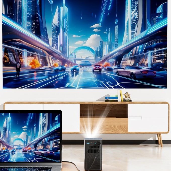 Mini Draagbare Projector met Batterij AERIUM P8000 DLP Wi-Fi Super Bass