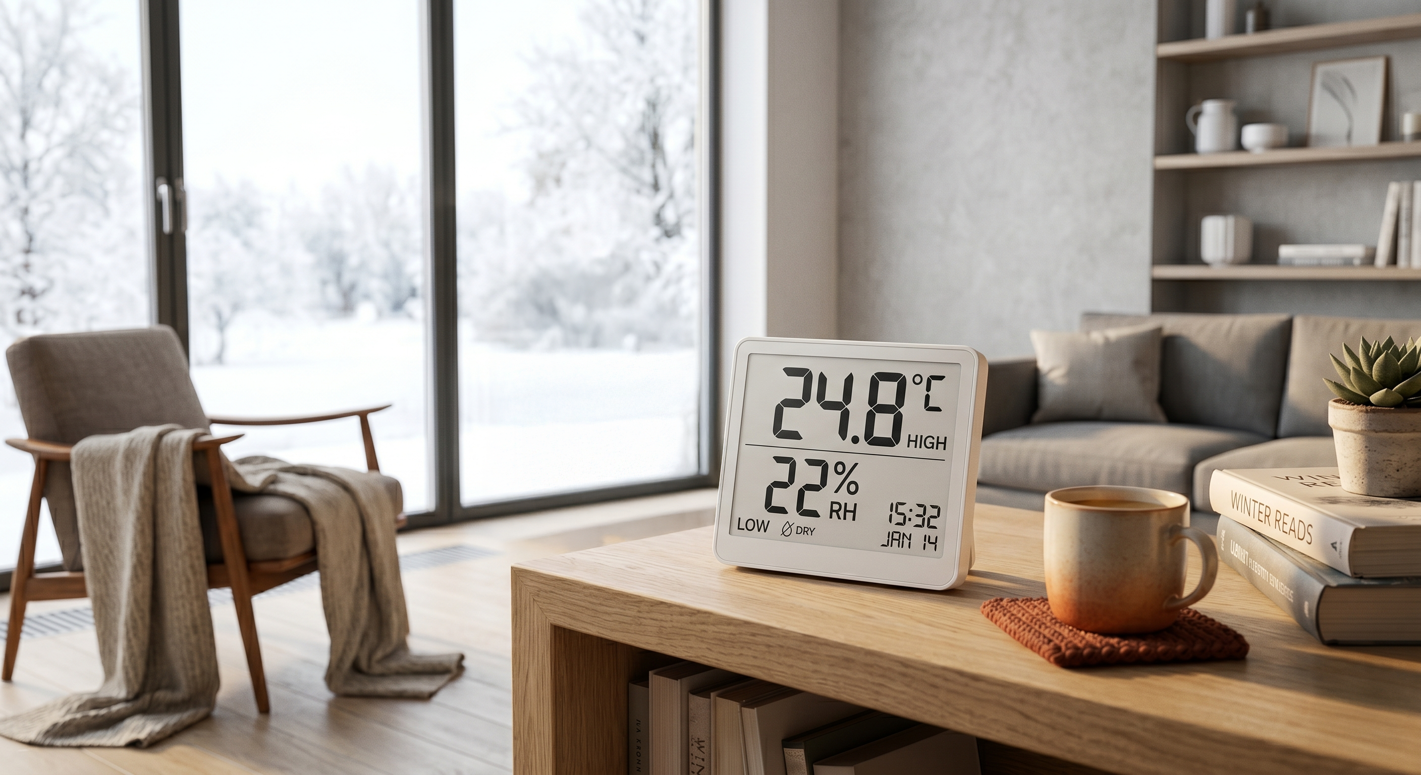 Thermometer en luchtvochtigheidsmeter binnenshuis